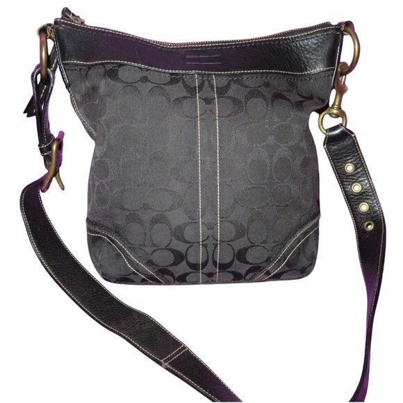 Coach 2006 Black Jacquard & Leather Signature Messenger Crossbody Satchel Bag - Picture 2 of 14